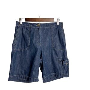 J. Jill Cargo Loose Fit Bermuda Denim Shorts Size 6 Blue